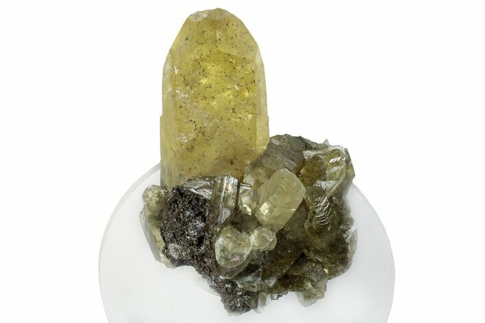 Yellow Calcite Crystal Cluster with Dolomite - Missouri #260509
